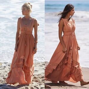 Free people Santa Maria maxi dress in peaches copper Size Small